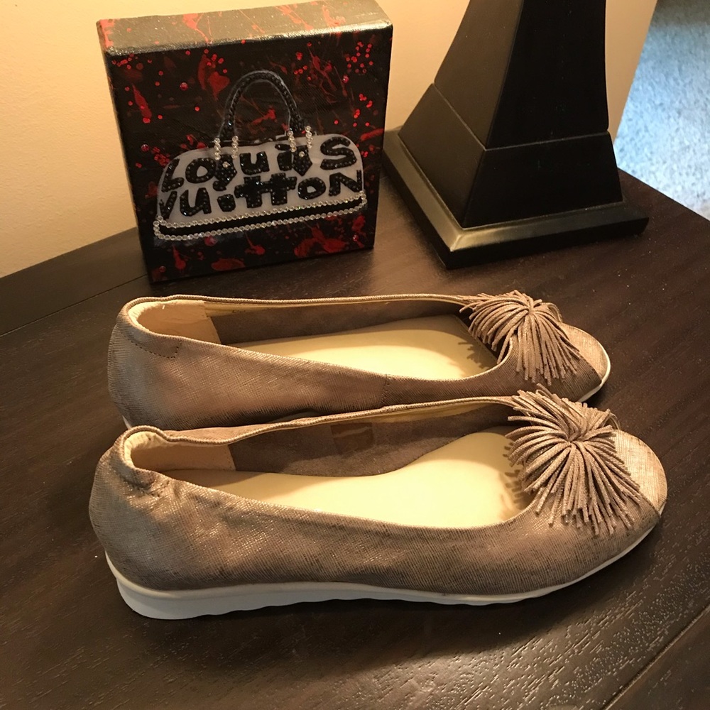 The Flexx Flat with Pom Pom Rose Gold Size 10